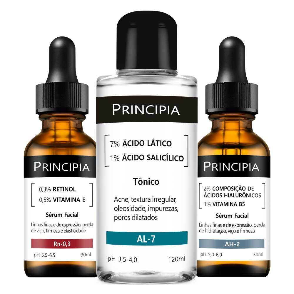 Principia Kit c/ 2 Séruns Retinol + Ácidos Hialurônicos e 1 Tônico Ácido Lático