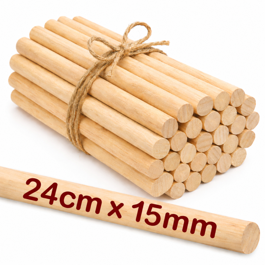Poleiro Bastao De Madeira Pinus 24Cm X 15Mm Cabo Vareta para artesanato