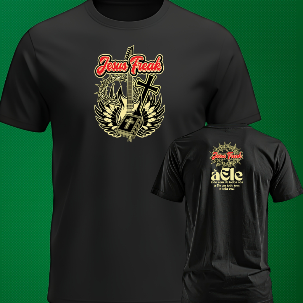 Camiseta Estilo Evangélica Cristã Masculina e Feminina Algodão 30.1 Jesus Freak