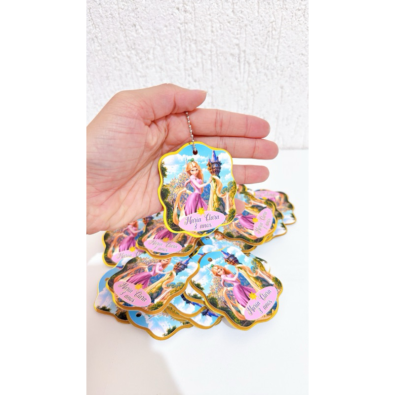 Tag Apliques Personalizados 3D para Lembrancinha | Rapunzel | Etiqueta Festa Infantil | Qualquer Tema | Enrolados