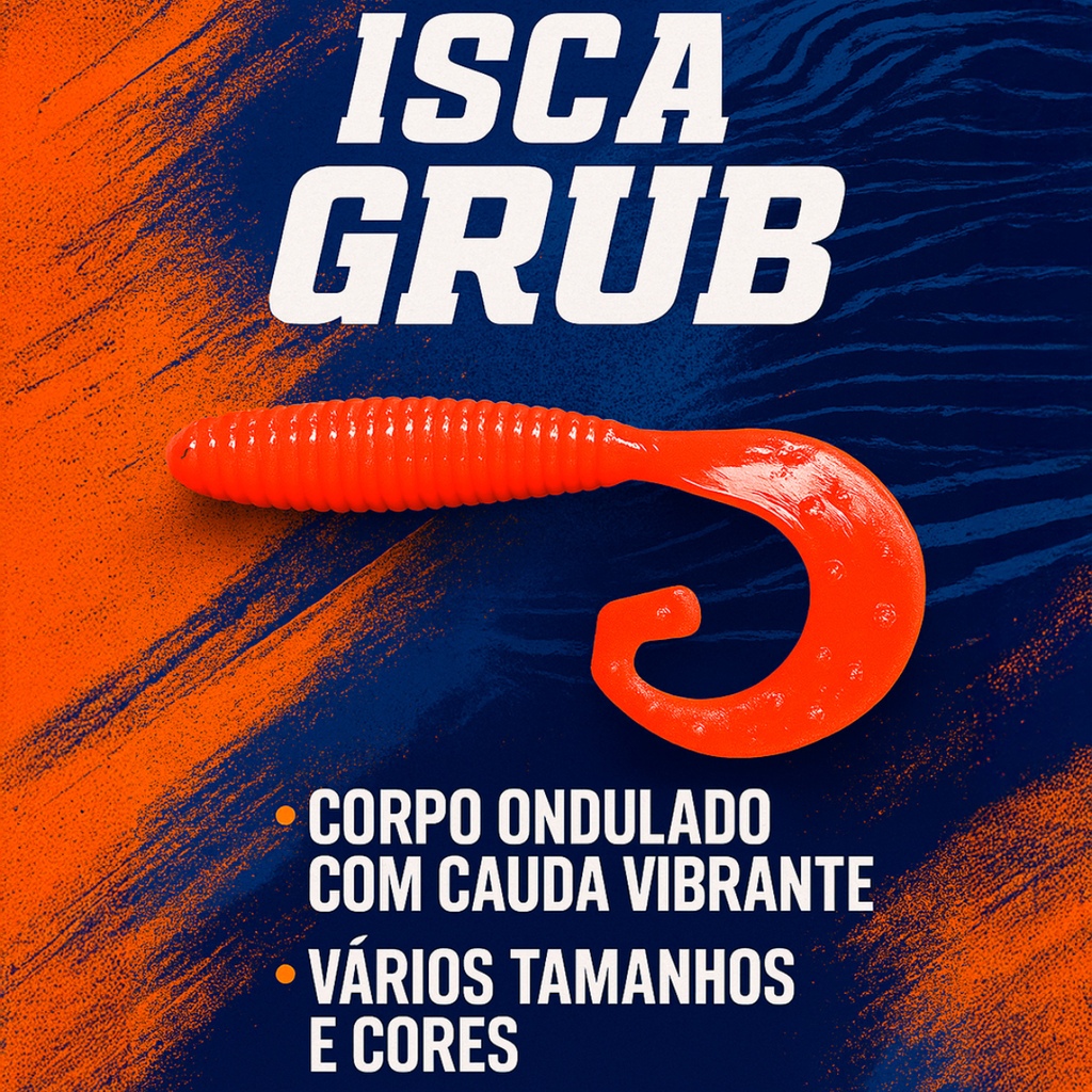 Isca Artificial Grub com Cauda Chumbada Oficial Isca Soft Silicone Pesca Traíra Tucunaré Robalo