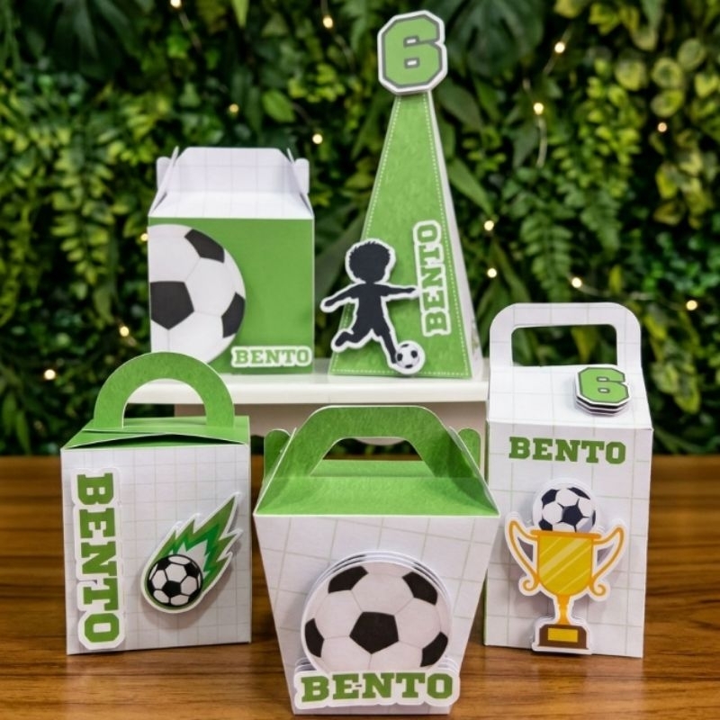 Kit 30 Caixinhas Personalizadas Tema Futebol Verde | Kit Lembrancinha Festa Infantil Menino Pague e monte