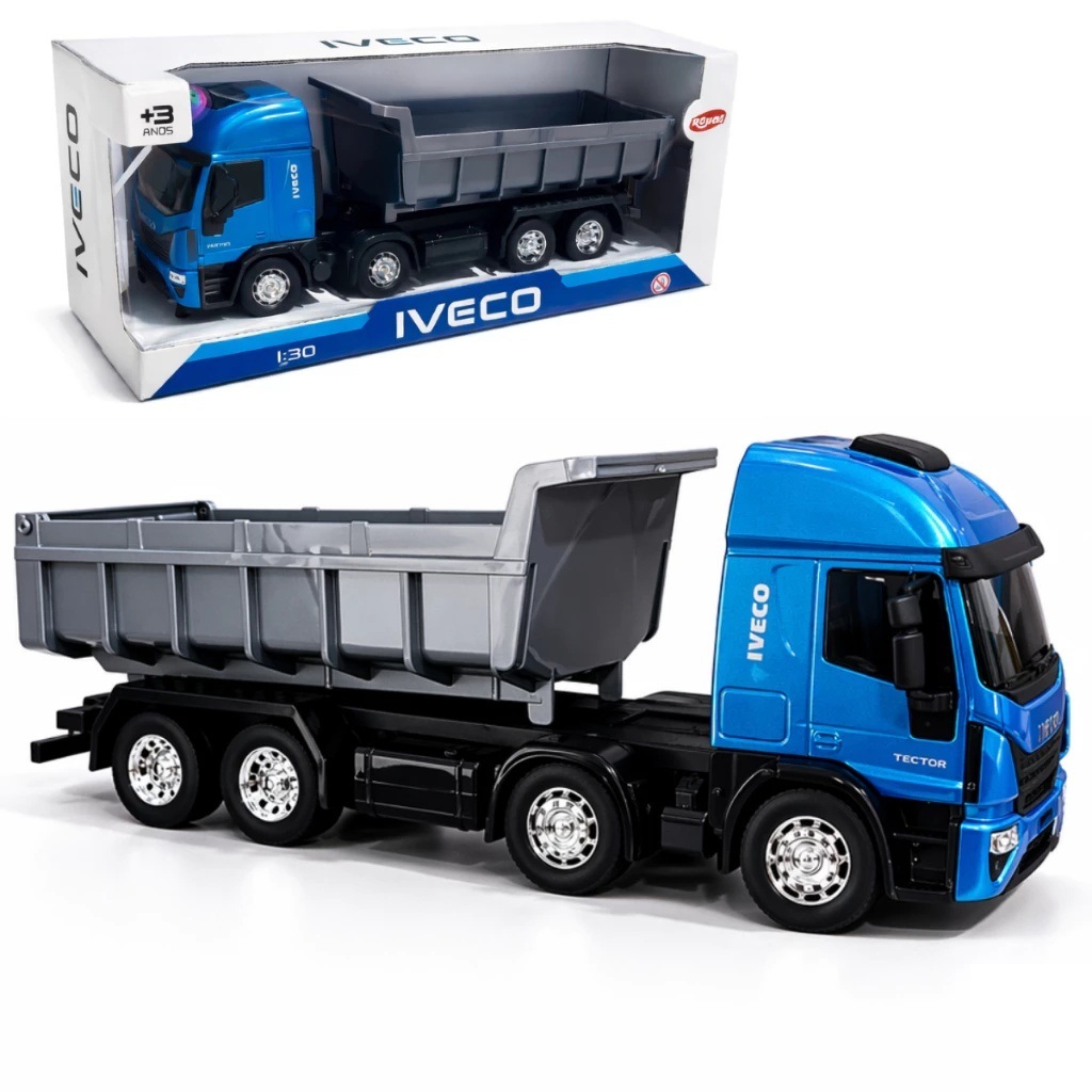 Brinquedo Caminhão Basculante Iveco Tector Teto Alto Basculante Bi-Truck - Usual Brinquedos