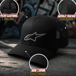 Boné Alpinestars Sussed Trucker Telinha Motocross Moda Verão Confortável