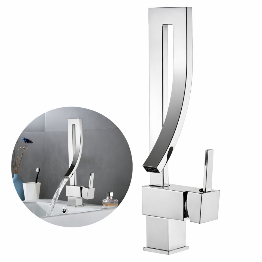 Luxo Torneira Banheiro Monocomando 360 Quente E Fria Torneira Quadrada Inox 304