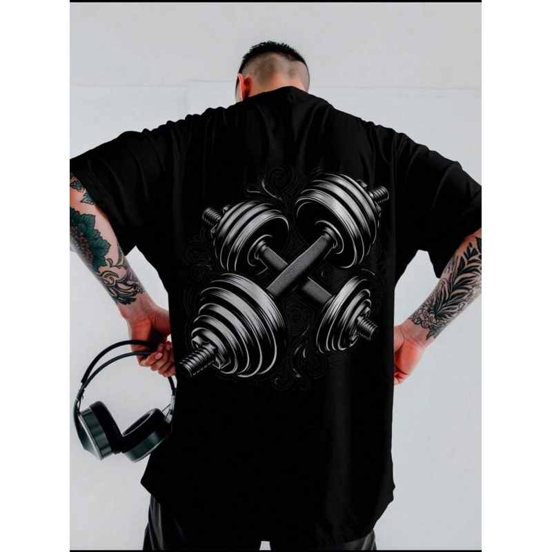 Camiseta Masculina Academia Musculação Halteres Cruzados 100% Algodão Fitness Premium Confortável