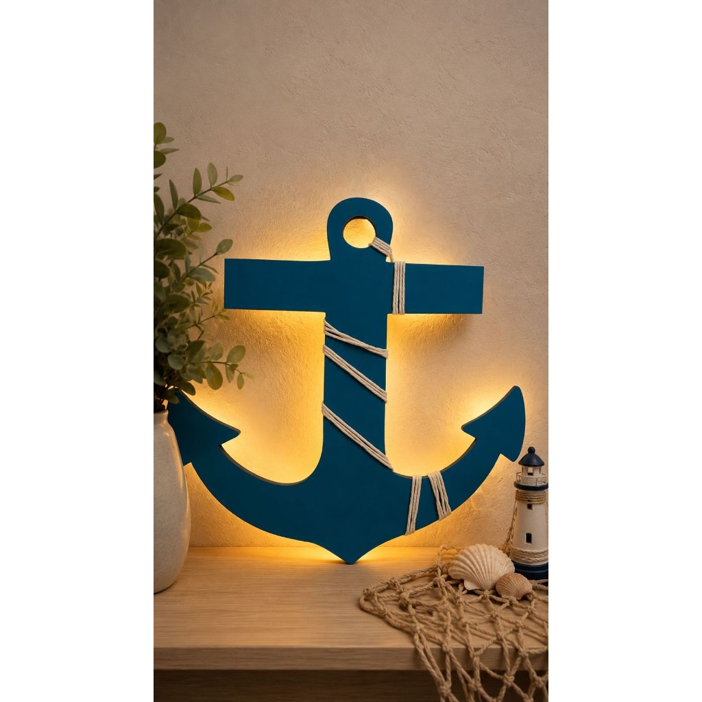 Ancora Iluminada Com Luz De Led Para Decoração Quarto Bebe Decoração Quarto De Bebê Tema Marinheiro