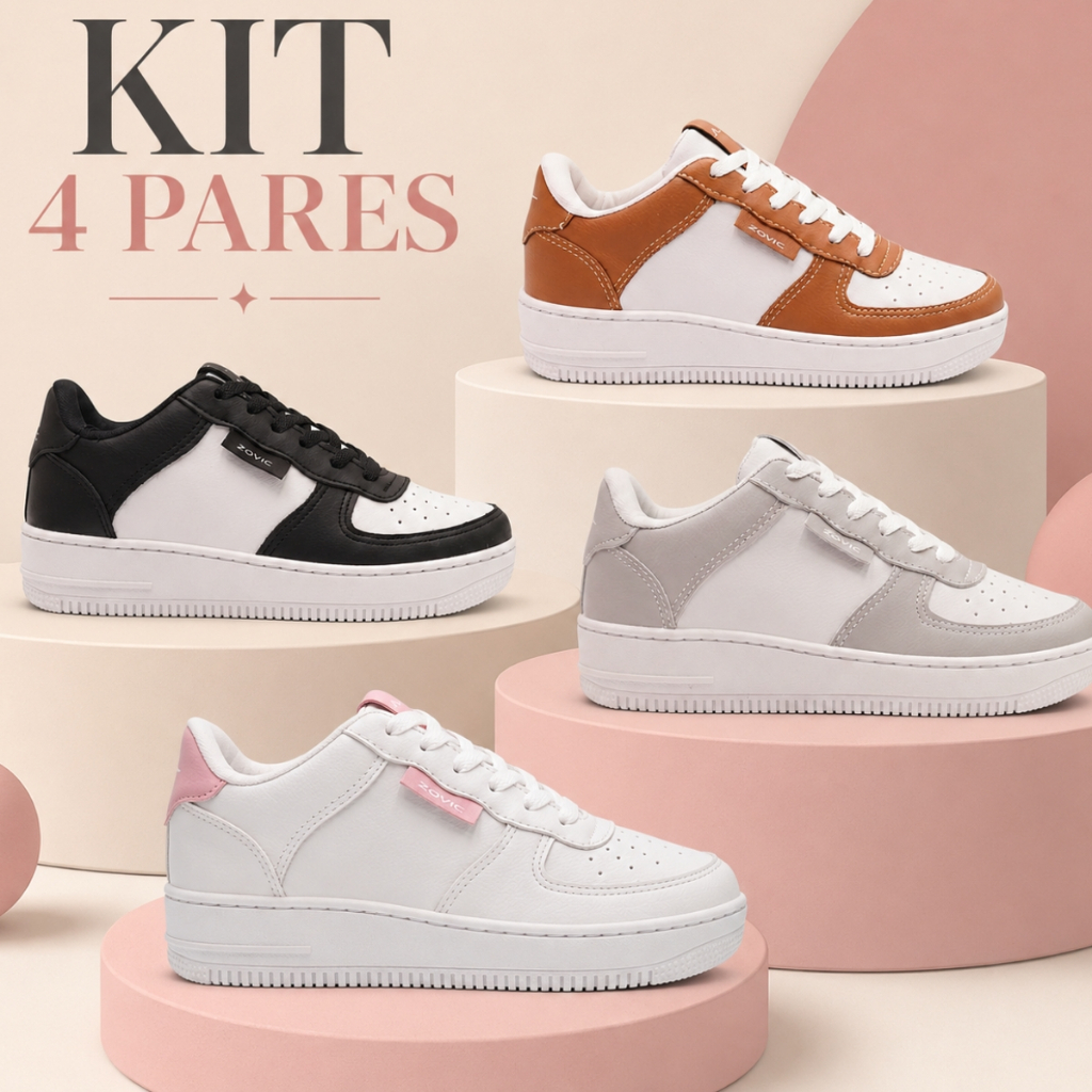 Kit 4 Sapato Unissex Feminino Casual Confortável Para Quem Busca Estilo e Praticidade