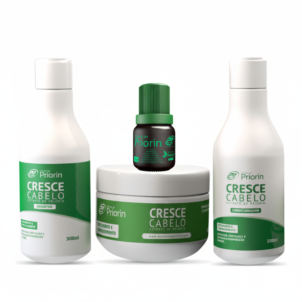 Kit Priorin – Shampoo + Condicionador + Máscara Nutritiva + Tônico Cresce Cabelo Uso diário