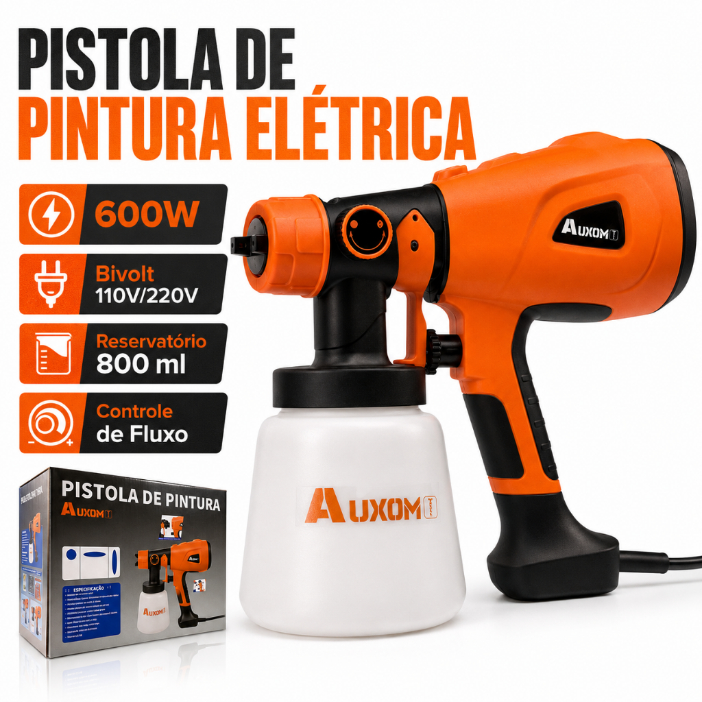 Pulverizador Elétrico de Tinta 600W para Pintura Parede Madeira Móveis Verniz