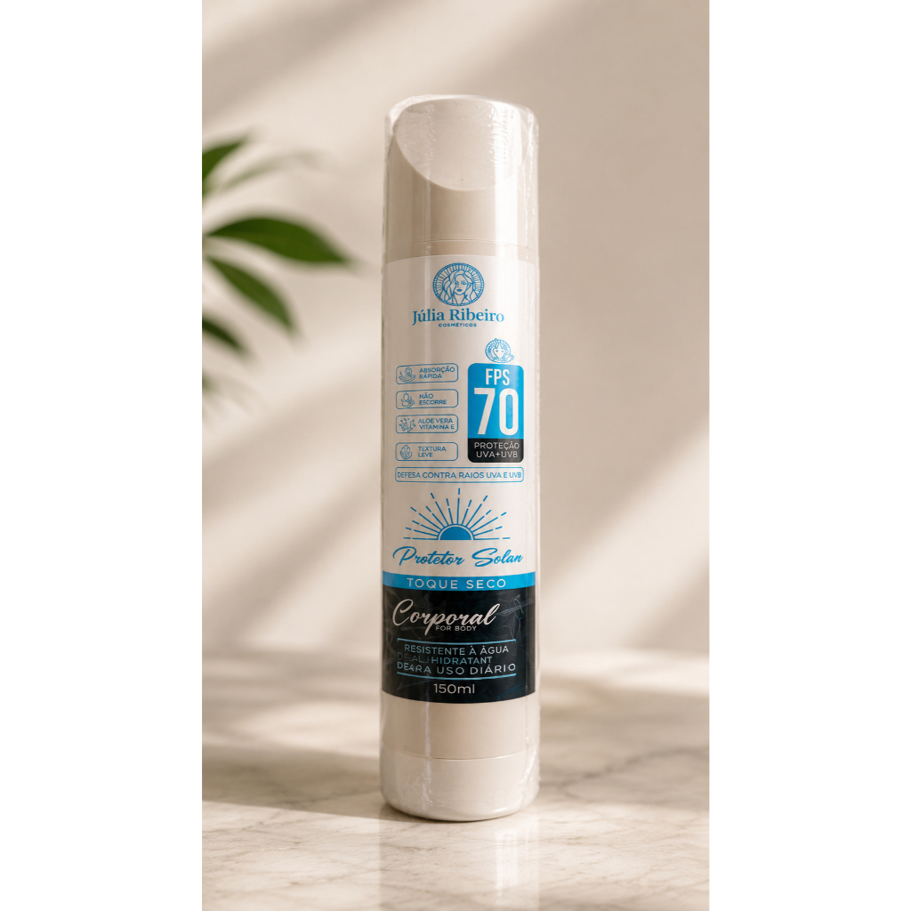 ☀️ Protetor Solar Corporal FPS 70 150ML Proteção UVA e UVB de alta performance para o corpo, com touqe seco
