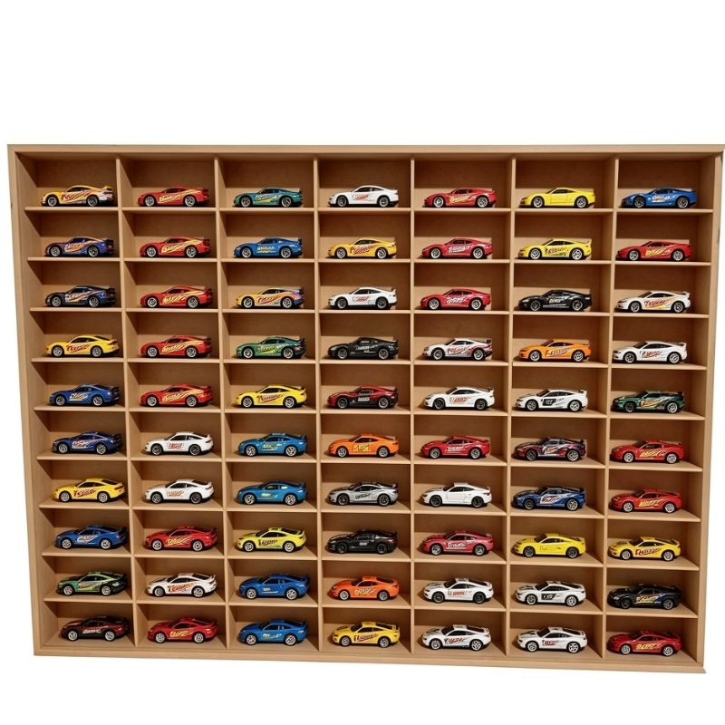 Expositor Hot Wheels Capacidade 70 Carrinhos MDF Quadro Estante Sem Pintura