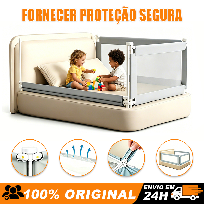 Grade de Proteção para Cama Infantil Desmontável Lavável Ajustável 1,5m 1,8m e 2m