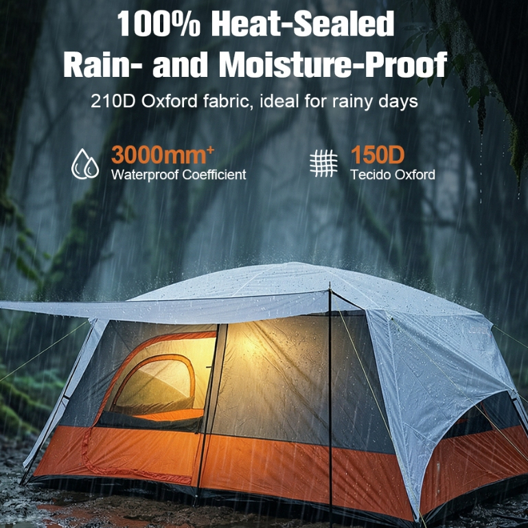 Barraca Grande JOYFOX Barraca Camping Acampamento 12 -16 Pessoas Varanda 420*305*200cm