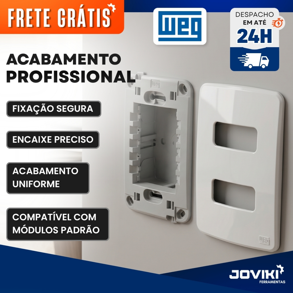 Placa 4x2 com Suporte - Linha Composé WEG - Branco Placa Espelho Tomada uma posição WEG