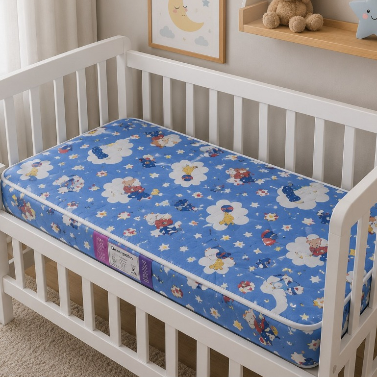 Colchão para Berço Bebê D18 130x60x10cm Azul Confortável Antialérgico Ortobom