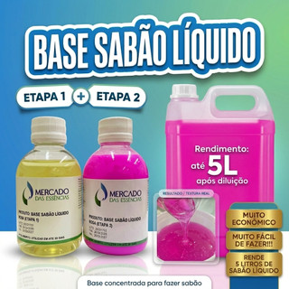 Base Sabão Líquido Faz 5L – Kit Blend Concentrado 2 Frascos – Fácil de Fazer