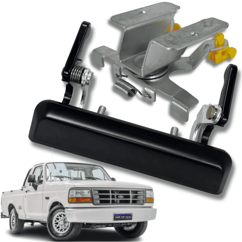 Comando Fechadura Central + Maçaneta Externa Puxador Tampa Traseira Caçamba Ford F-1000 1993 1994 1995 1996 1997 1998