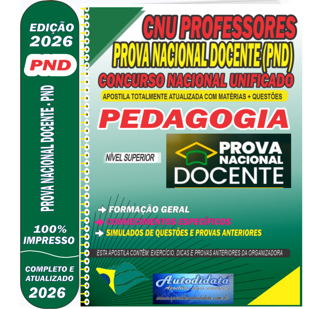 Imagem Apostila impressa concurso Prova Nacional Docente - PND (CNU Professores) - Pedagogia.