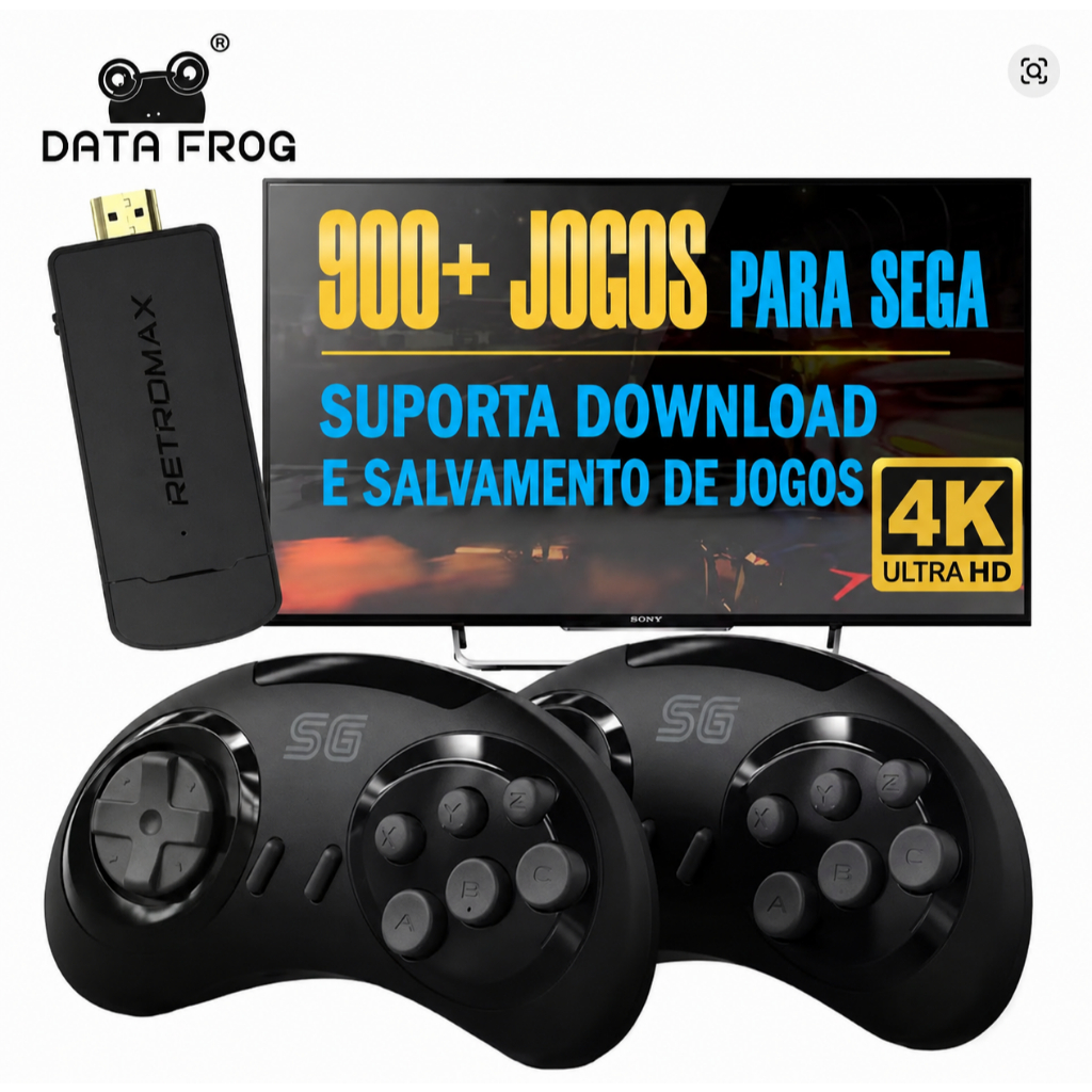 Game Stcick MEGA DRIVE com Controles CLÁSSICOS e mais de 900 JOGOS !