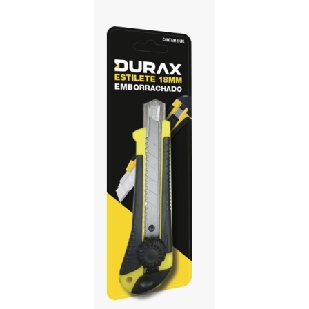 Estilete De Precisão Profissional 18mm Durax Emborrachado Com Guia Metálica E Trava Automática Resistente