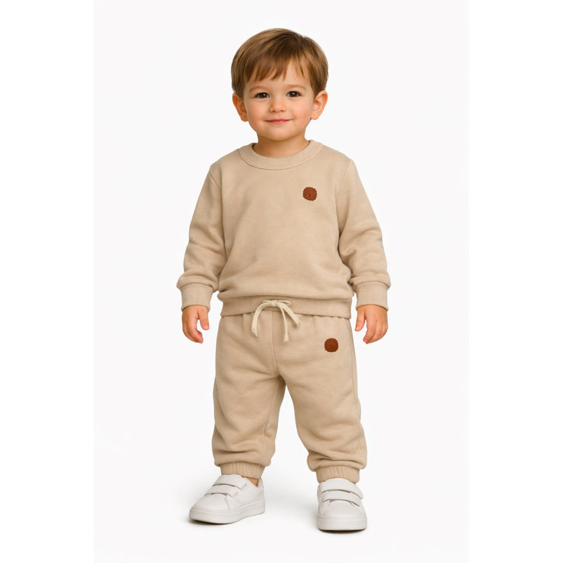 [desapego] conjunto moletom flanelado tamanho 2 forrado peluciado novo na etiqueta nude bege