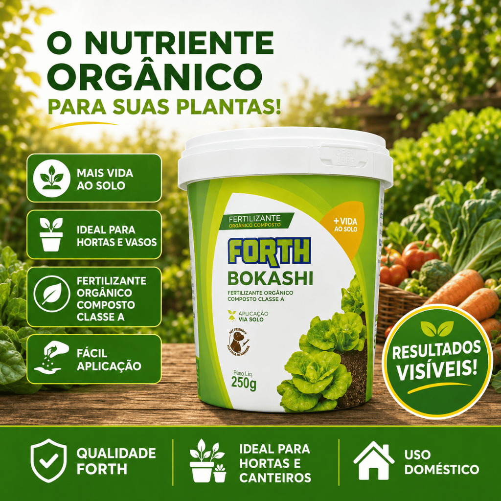 Forth Bokashi 250g Fertilizante Orgânico Composto Classe A Para Hortas Vasos e Canteiros