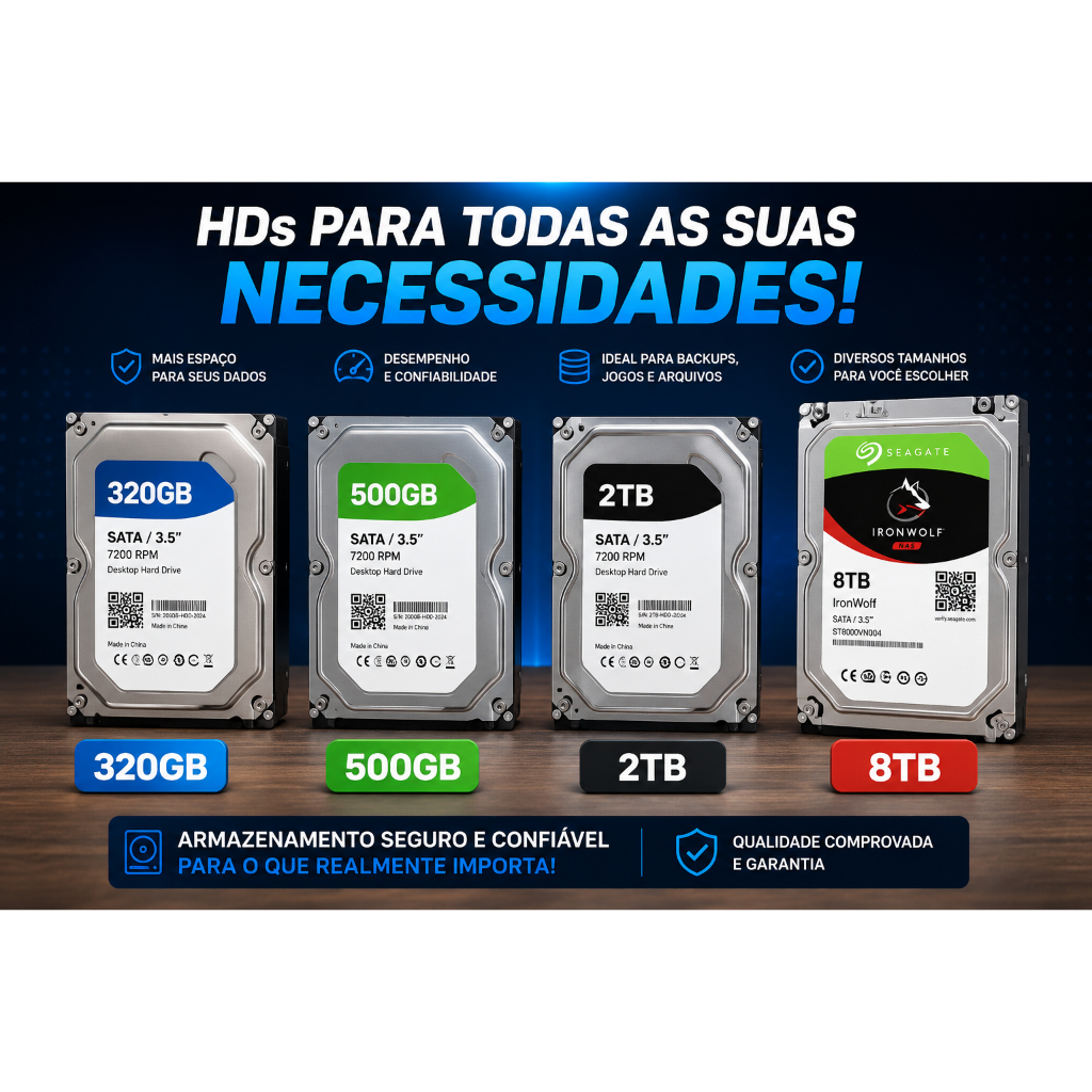 HD 320GB | HD 500GB Sata | HD 1TB Pc | HD Externo | Envio Imediato!