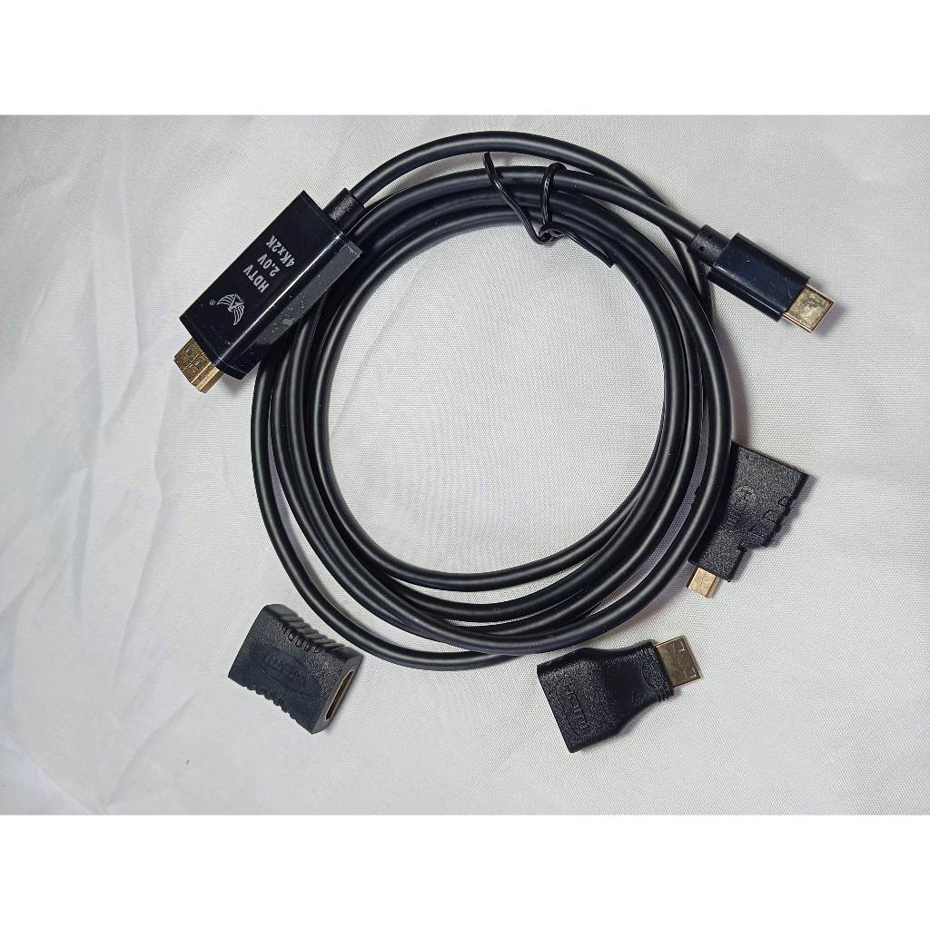Cabo Tipo C Para HDMI  Com 3 Adaptadores(Emenda HDMI,Mini HDMI,Micro  HDMI)