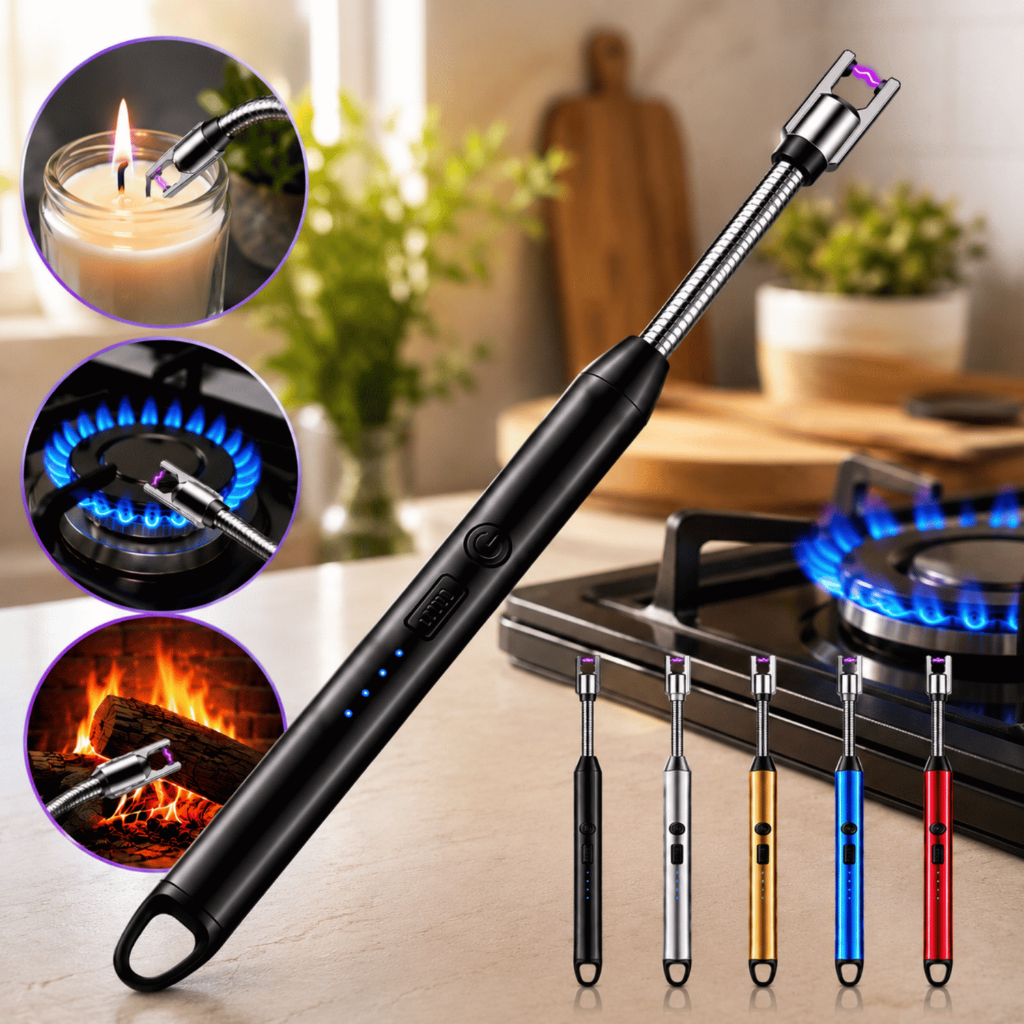 Acendedor Isqueiro Elétrico Plasma Recarregável Flexível Fogão Velas Churrasqueira Lareira USB-C