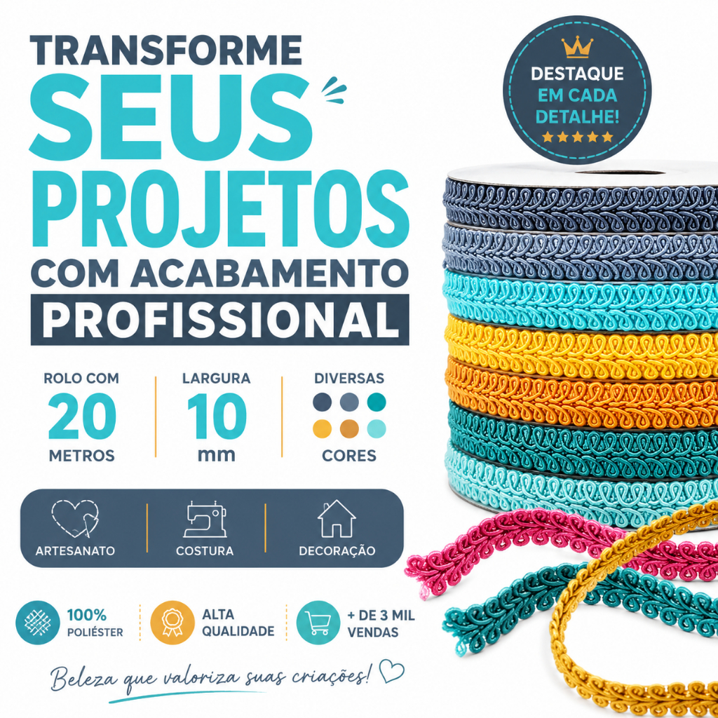 Passamanaria - Fita Galão 10mm - Rolo Com 20 Metros Várias Cores - 91- CH