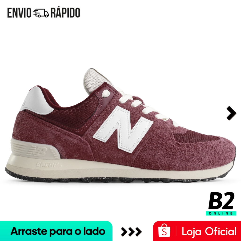 Tênis New Balance 574 V2 Masculino Bordô Original com Nota Fiscal e Garantia