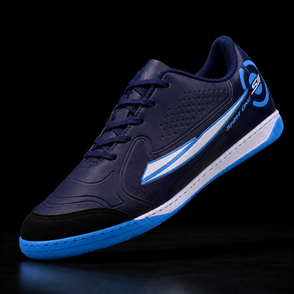 Chuteira Tenis Futsal Profissional Colada Costurada Bico de Couro Salão Quadra Masculina Confortável