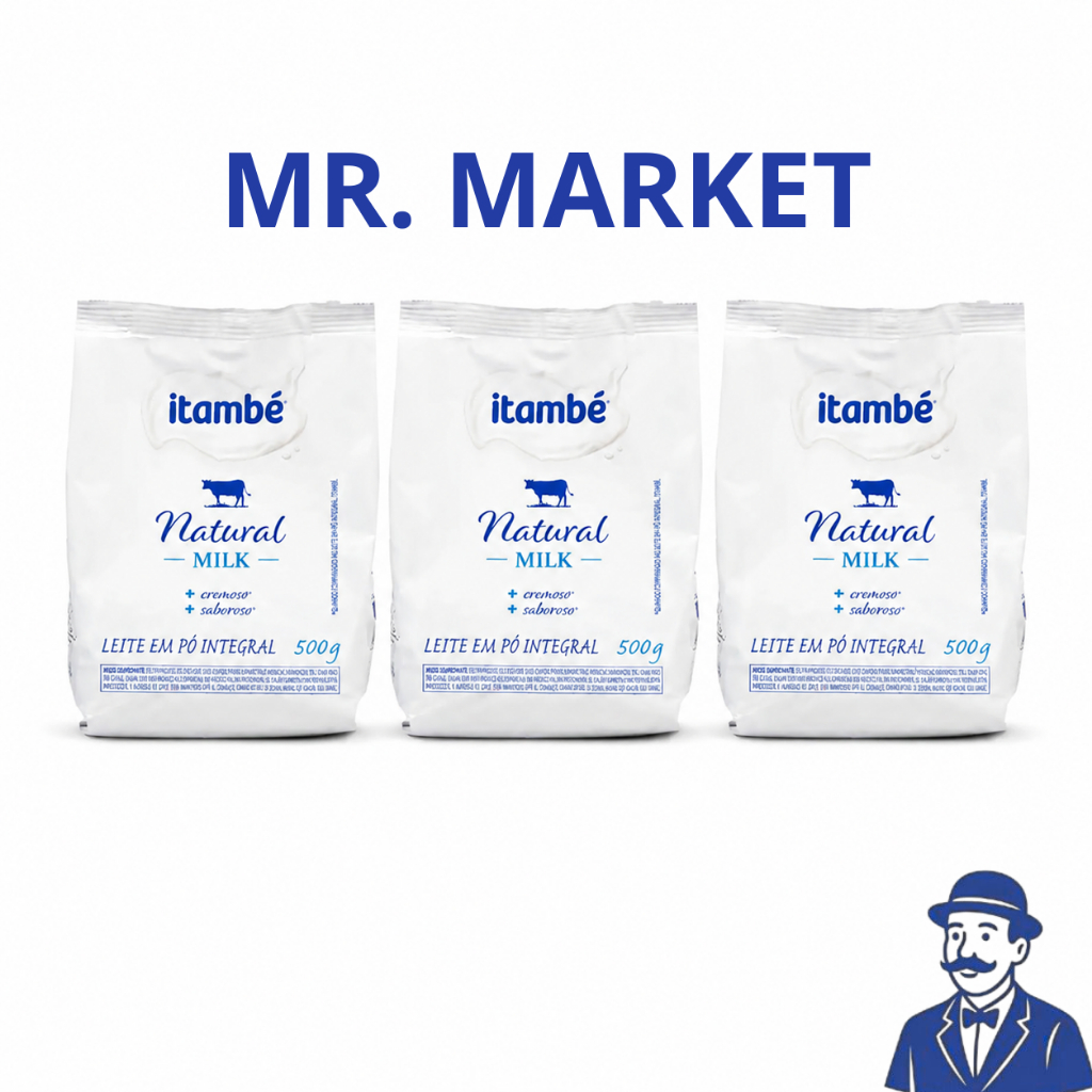Kit Leite em Pó Natural Milk Integral Itambé 500g - 3 Unidades