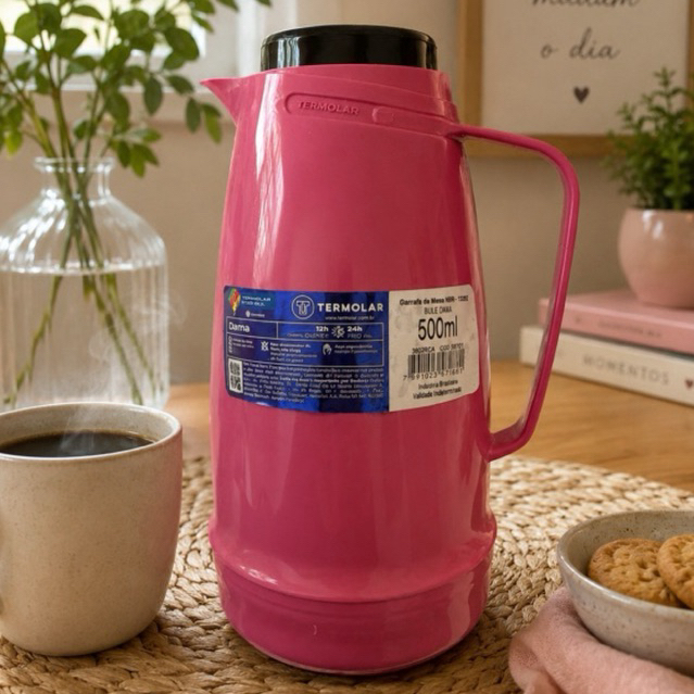 Garrafa Bule Térmica Termolar Dama 500ml Rosa 12H Quente Luxo