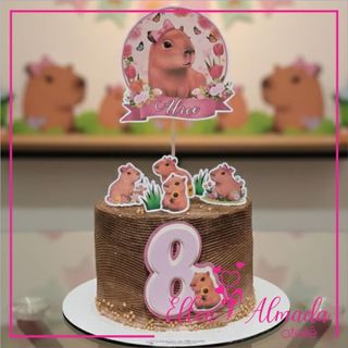 Topo de Bolo Capivara-Topo de Bolo Personalizado-Lembrancinha Capivara-Festa Capivara-Topo de Bolo