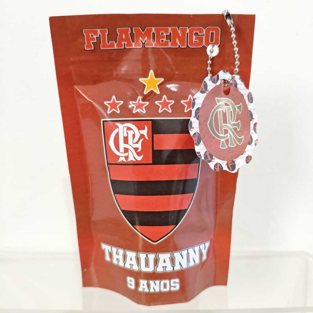 Saquinho Metalizado  Personalizado Flamengo Zip lock| Lembrancinha Infantil para festa de aniversário