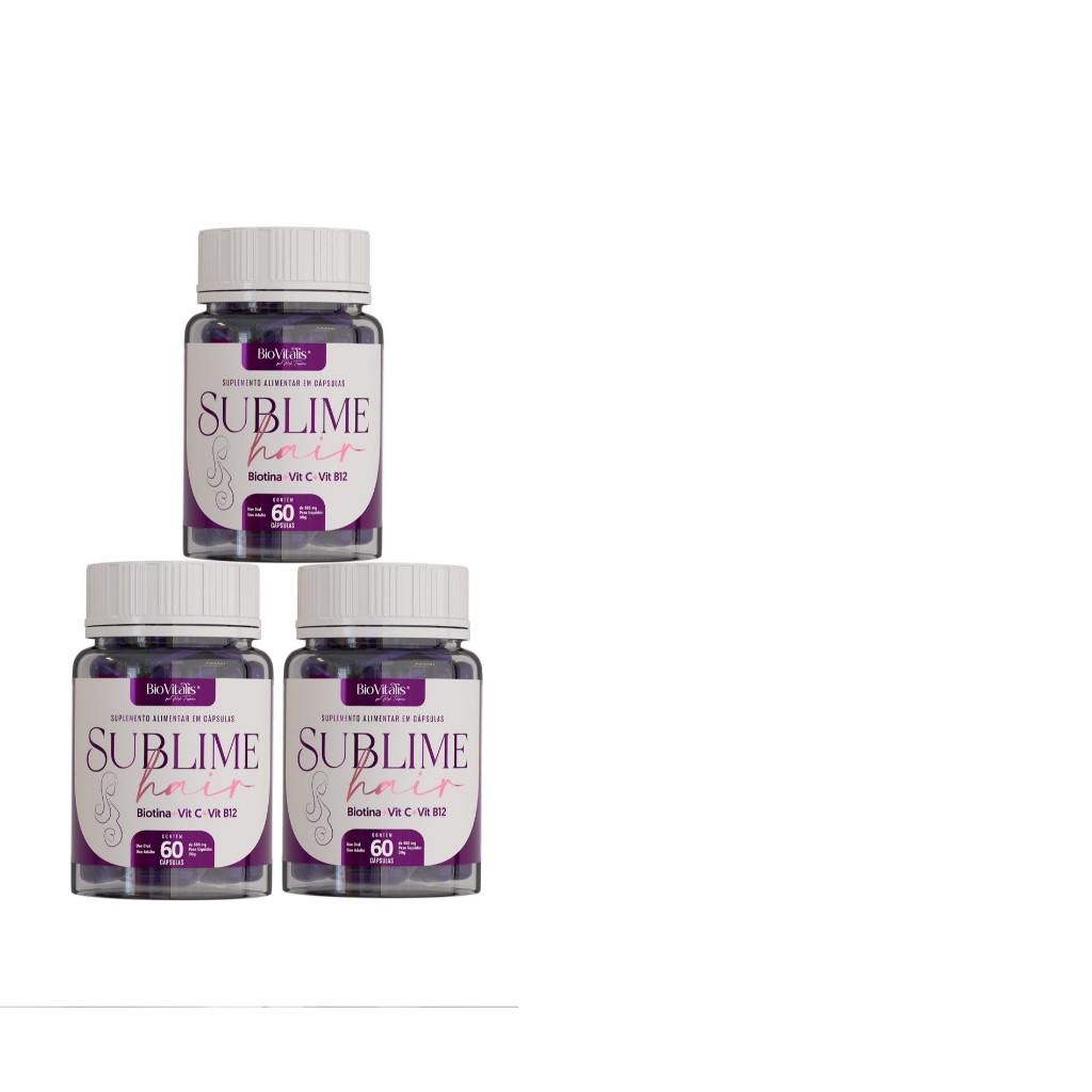 Sublime Hair | Vitamina para Cabelos, Pele e Unhas Bio Vitalis A Original 3x60 Capula