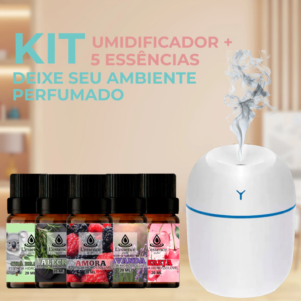 umidificador de ar LED + 5 Essências hidrossoluveis 20ml | Difusor elétrico | Aromatizador de ambiente — imagem 1