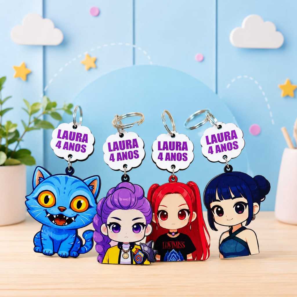 Guerreiras do k-Pop, Lembrancinha  Aniversário, Chaveiro de MDF, Mimo Personalizado
