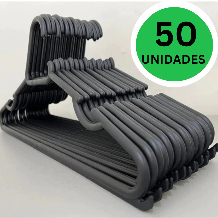 Cabides Adultos Premium Reforçados - Cor Preto