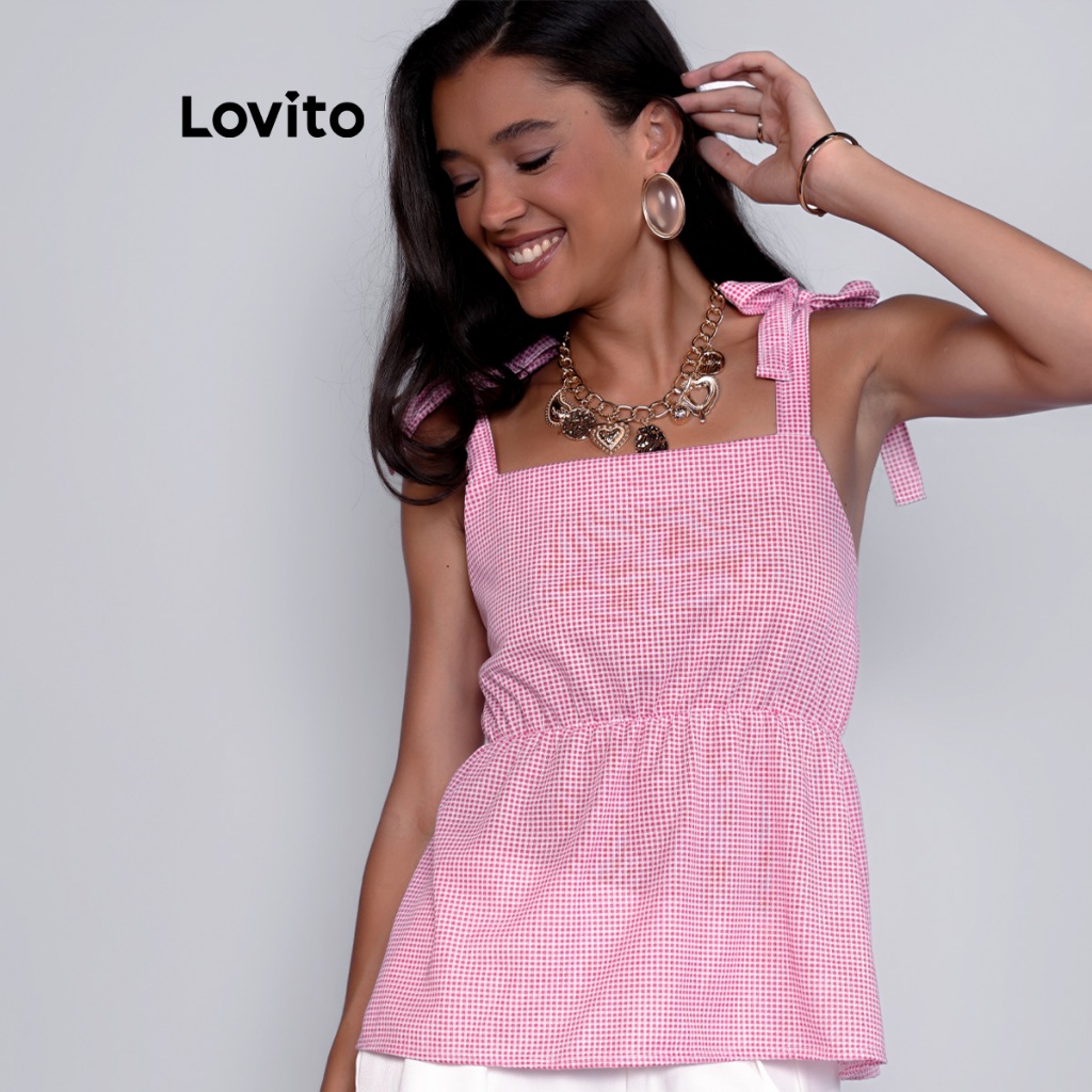 Lovito Blusa Alça com Laço Bata Moda Feminina Basica BRTKB991BRL1021