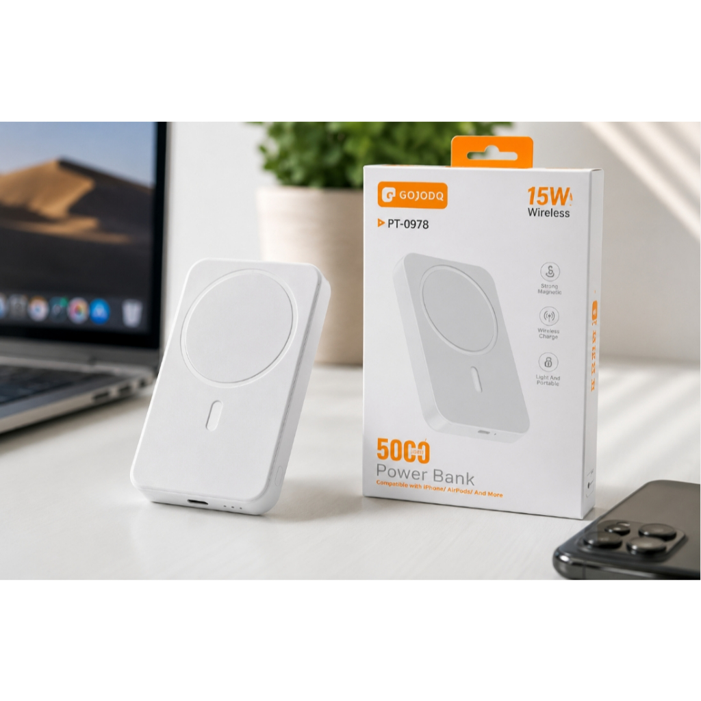 Carregador Portátil Magnético para iPhone 5000mAh | Power Bank por Indução 15W com PD 22.5W