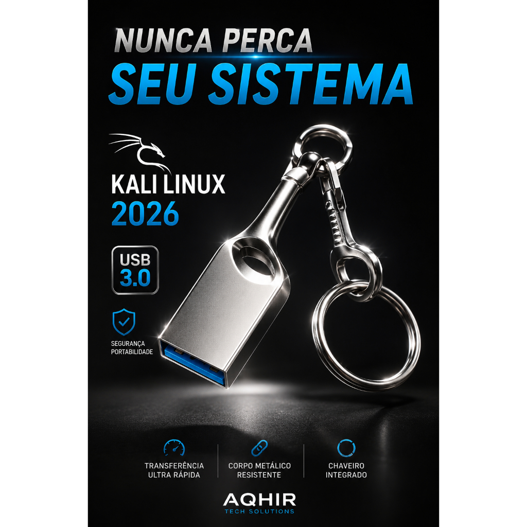 Pen Drive Bootável Kali Linux 2026 - Ferramenta Hacker Profissional 16GB USB 3.0