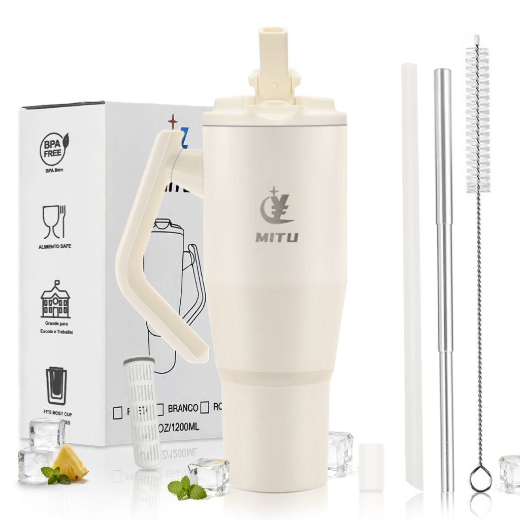 Copo Térmico Inox 1.2L com Alça Giratória 180° Caneca Grande…