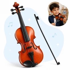 Violino Brinquedo Instrumento Musical Com Arco Infantil 4 Cordas 42cm Brinquedo Kizumba