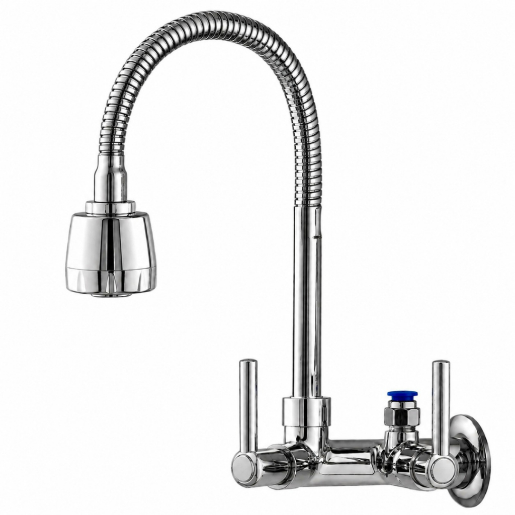 Torneira Parede Cozinha Tubo Gourmet Flexivel sem Filtro com Saída para Purificador de Água