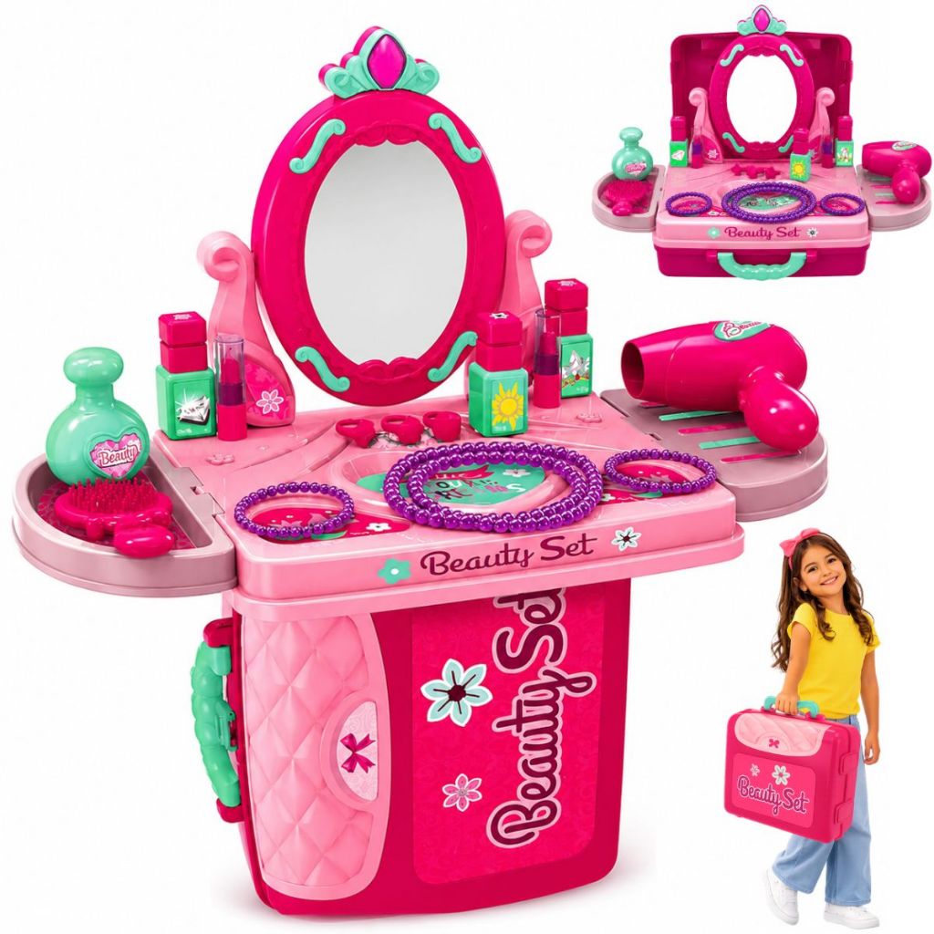 Maleta Maquiagem Kit Beleza Infantil 3 em 1 Princesa Brinquedo Menina