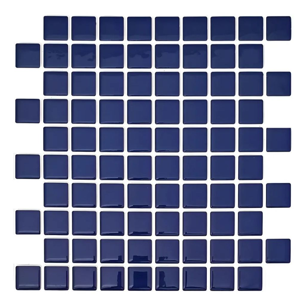 Kit 05 Placas Pastilha Adesiva Decorativa Parede Resinada 26,2 X 26,2 cm Azul Escuro Sólido