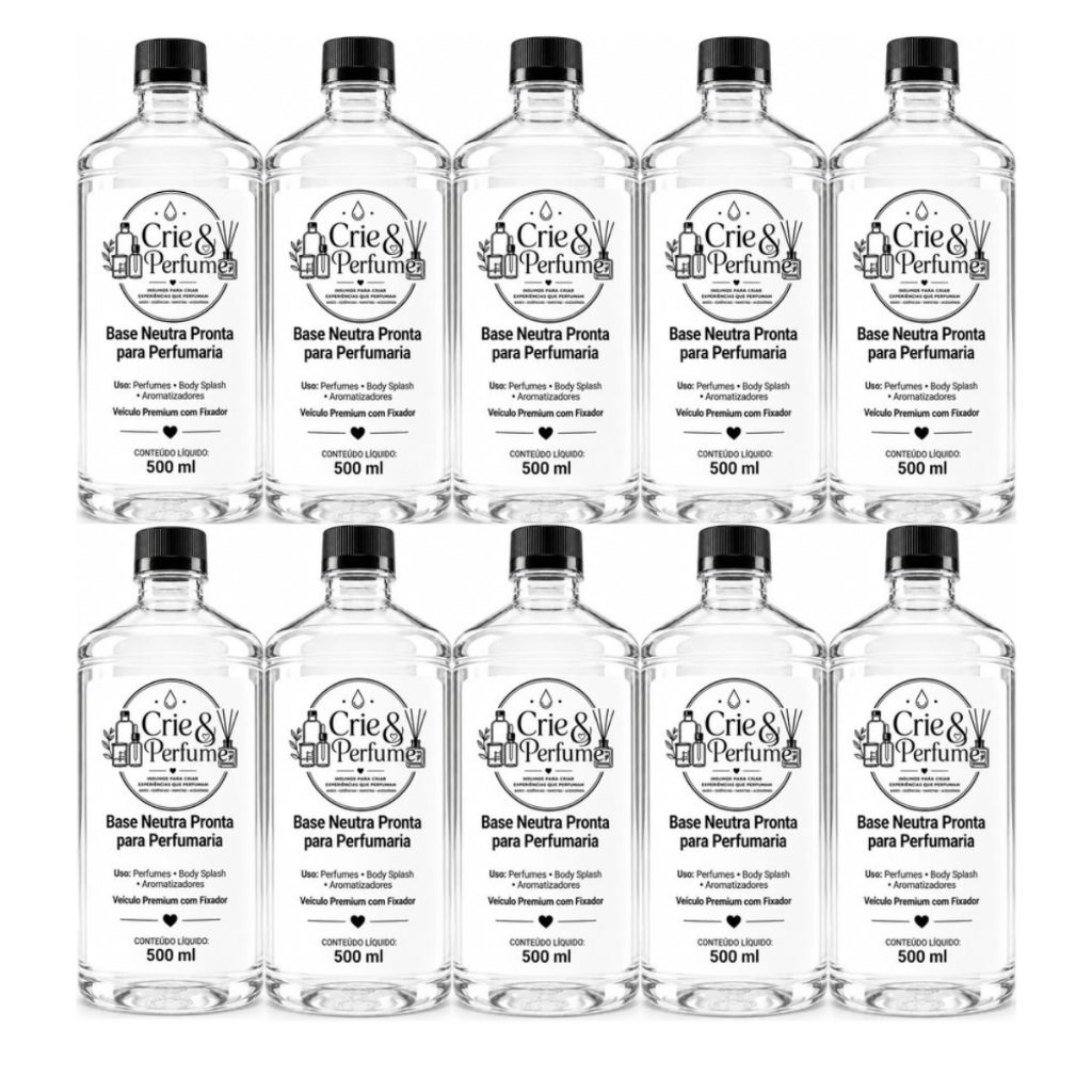 Kit Crie & Perfume Base Neutra para Perfumaria 500ml 10 Unidades